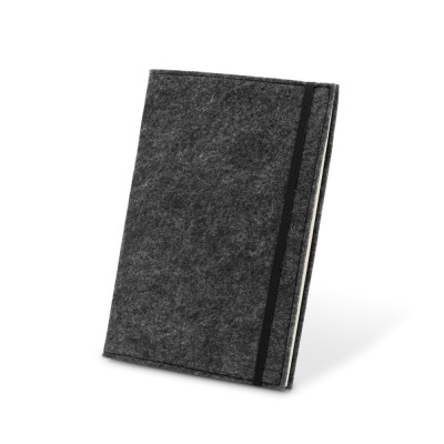 BALDWIN. A5 notepad with recycled felt cover (100 rPET) and lined pages in 100 recycled paper